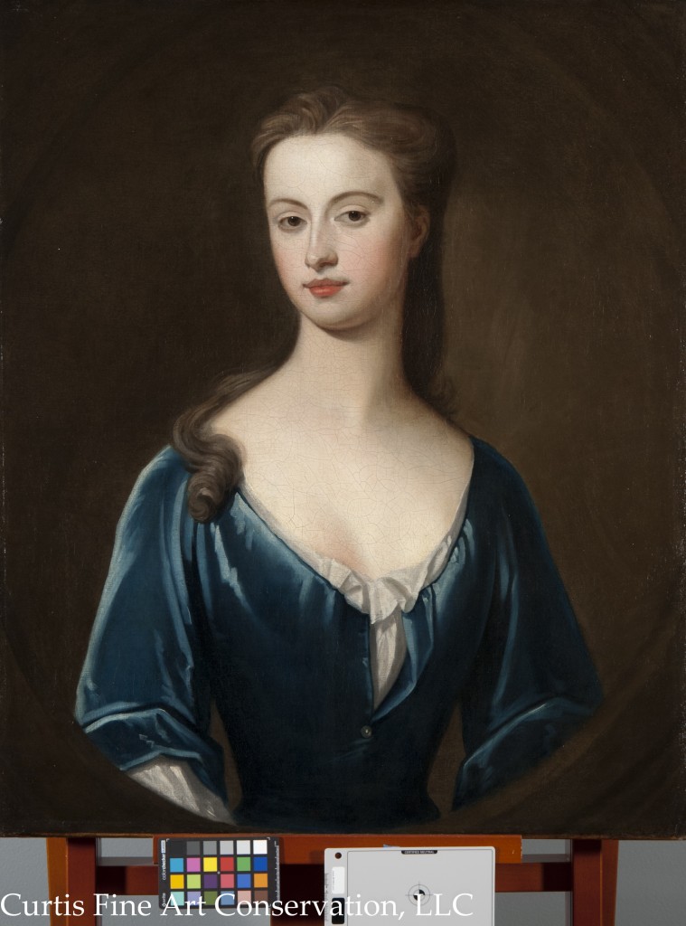 Unidentified Artist, Portrait of an Unidentified Lady in a Blue Dress, ca. late 18th c., oil on canvas