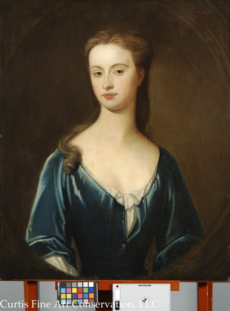 Unidentified Artist, Portrait of an Unidentified Lady in a Blue Dress, ca. late 18th c., oil on canvas